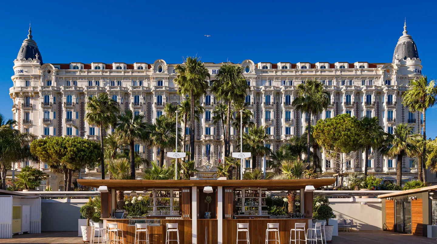 Exterior view of Carlton Cannes, a Regent Hotel, featuring bar in Cannes, France.